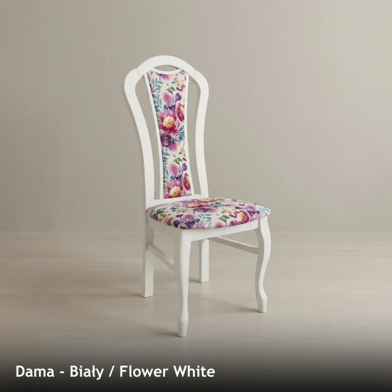 Krzesło tapicerowane DAMA - Biały, Flower White