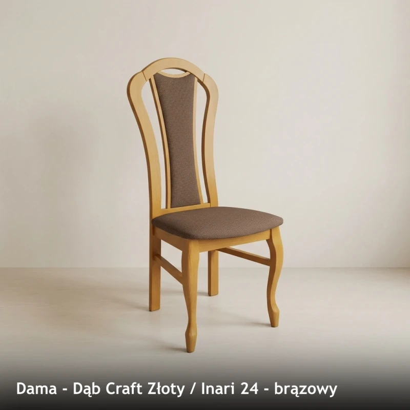 Krzesło tapicerowane DAMA - Dąb Craft Złoty, Inari 24, brązowy