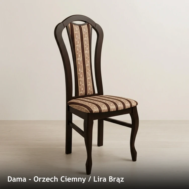 Krzesło tapicerowane DAMA - Orzech Ciemny, Lira Brąz