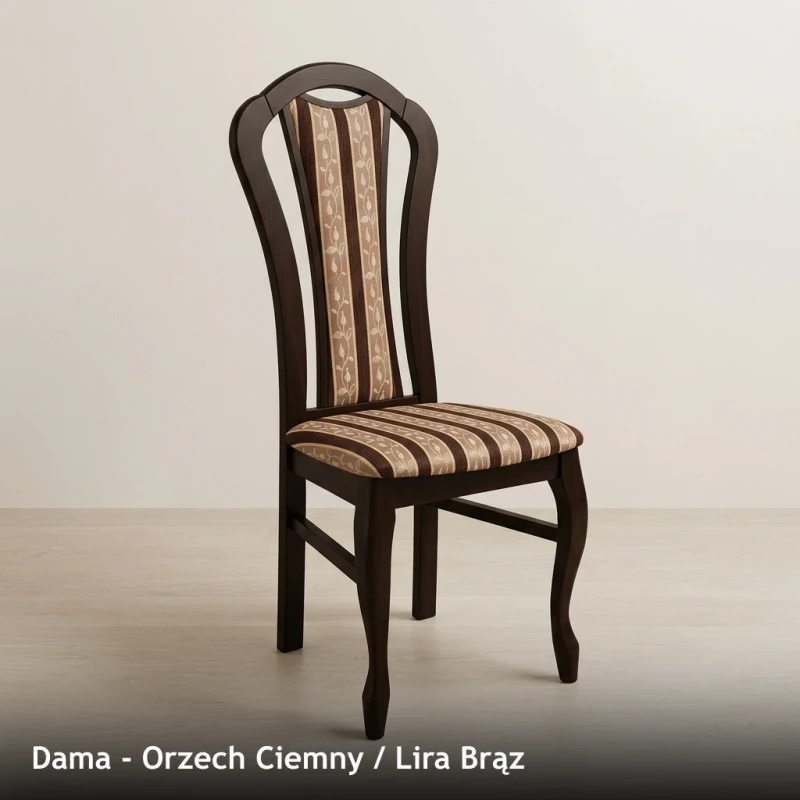 Krzesło tapicerowane DAMA - Orzech Ciemny, Lira Brąz