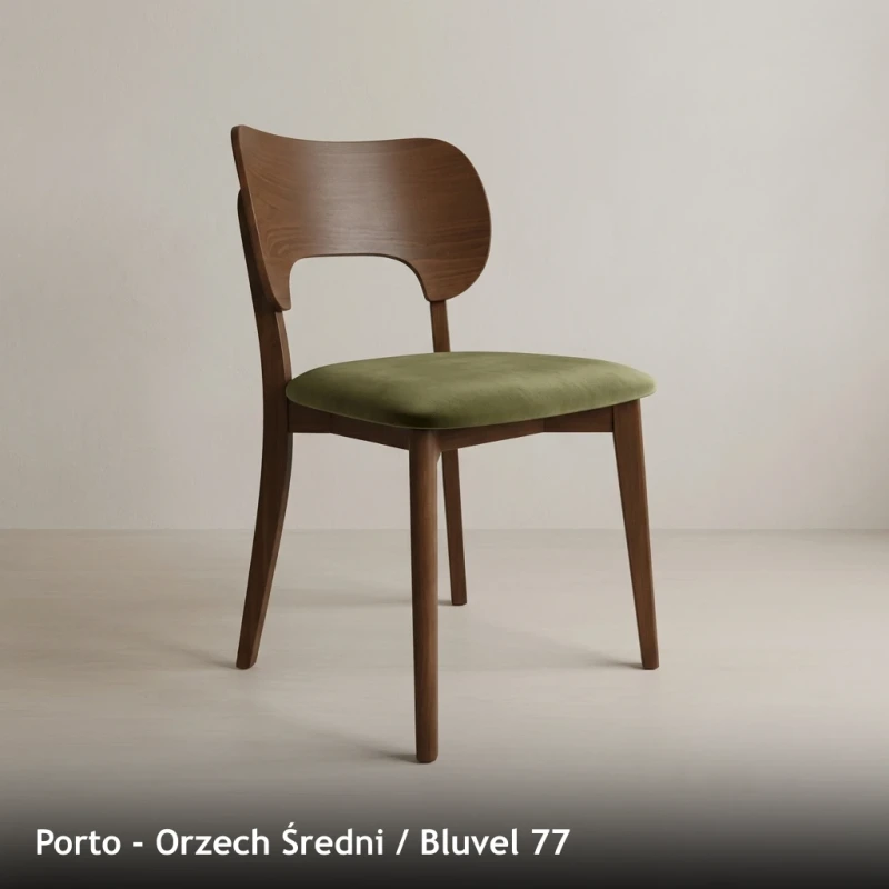 Krzesło drewniane PORTO - Orzech Średni, Bluvel 77