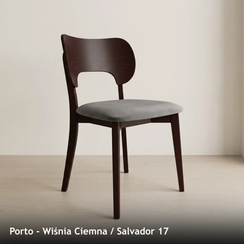 Krzesło drewniane PORTO - Wiśnia Ciemna, Salvador 17