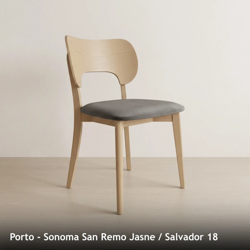 Krzesło drewniane PORTO - Sonoma San Remo Jasne, Salvador 18