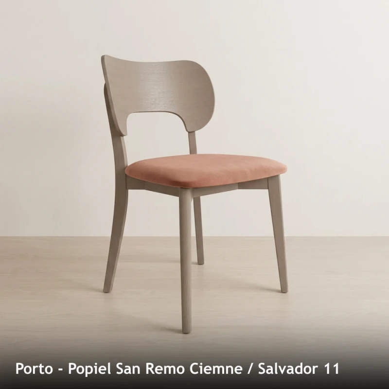 Krzesło drewniane PORTO - Popiel San Remo Ciemne, Salvador 11