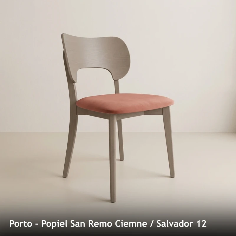 Krzesło drewniane PORTO - Popiel San Remo Ciemne, Salvador 12