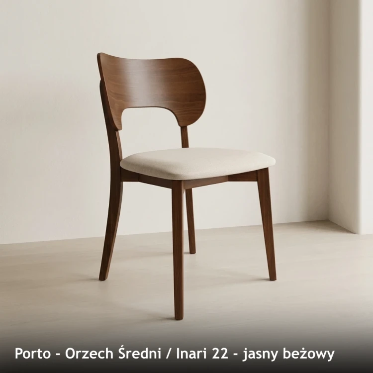 PORTO - stelaż Orzech Średni, tkanina Inari 22, jasny beżowy