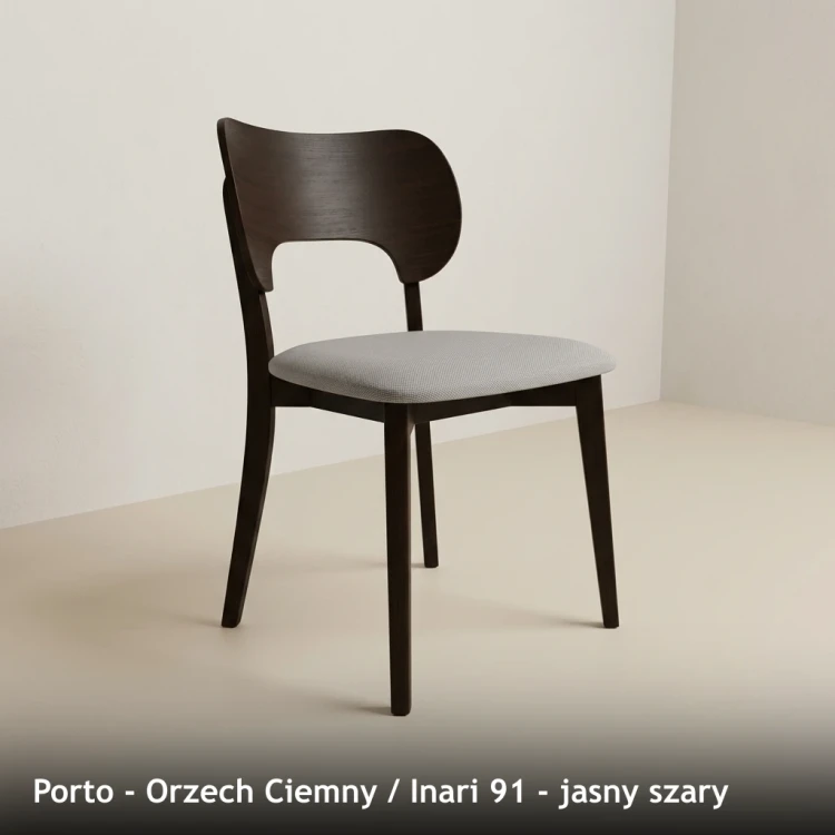 PORTO - stelaż Orzech Ciemny, tkanina Inari 91, jasny szary