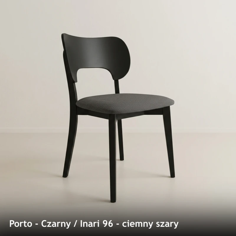 Krzesło drewniane PORTO - Czarny, Inari 96, ciemny szary