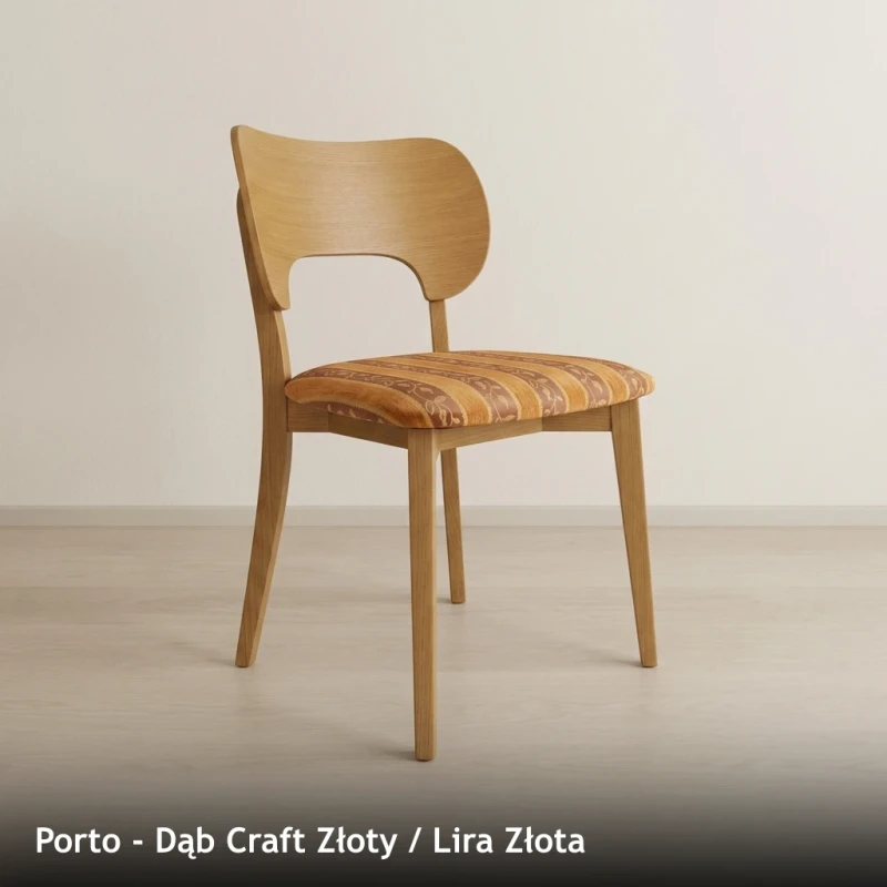 Krzesło drewniane PORTO - Dąb Craft Złoty, Lira Złota
