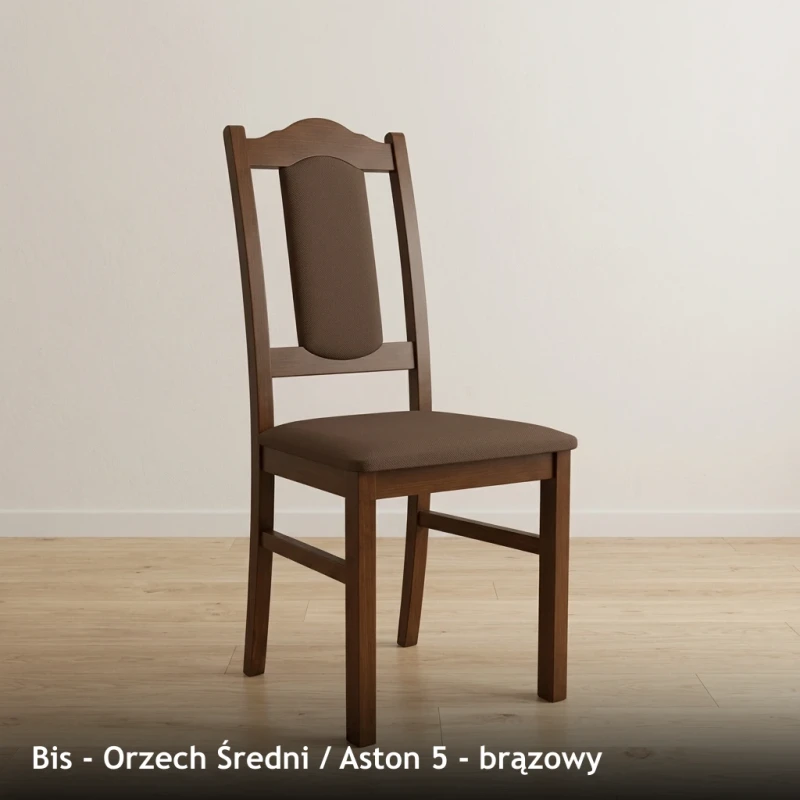 Krzesło tapicerowane BIS - Orzech Średni, Aston 5, brązowy