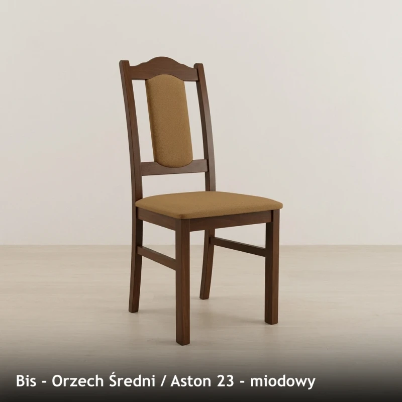 Krzesło tapicerowane BIS - Orzech Średni, Aston 23, miodowy