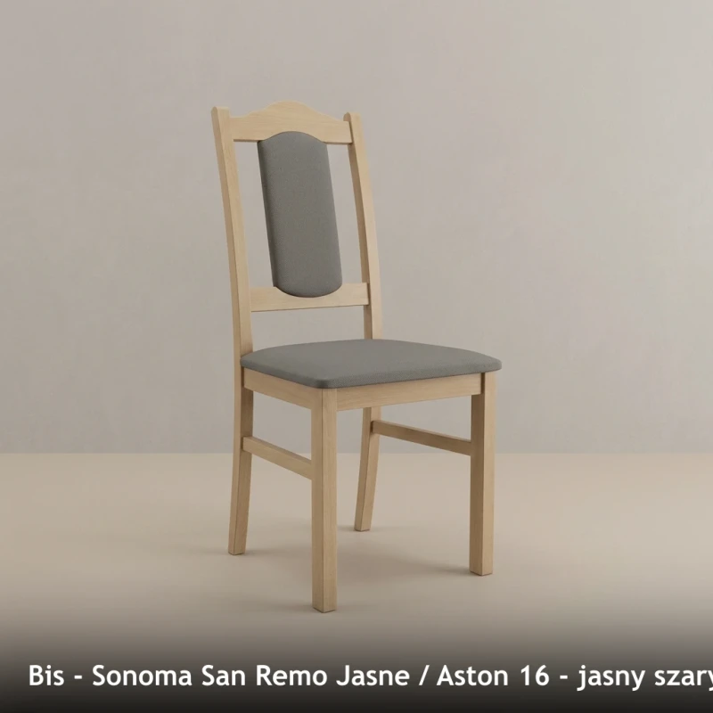 Krzesło tapicerowane BIS - Sonoma San Remo Jasne, Aston 16, jasny szary