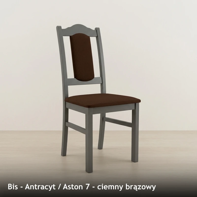 Krzesło tapicerowane BIS - Antracyt, Aston 7, ciemny brązowy