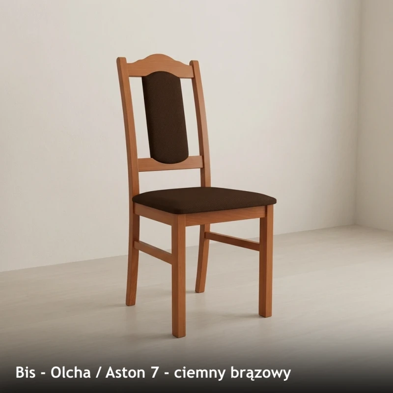 Krzesło tapicerowane BIS - Olcha, Aston 7, ciemny brązowy
