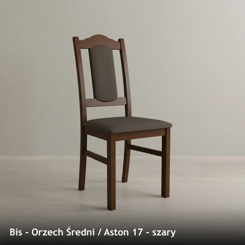 Krzesło tapicerowane BIS - Orzech Średni, Aston 17, szary