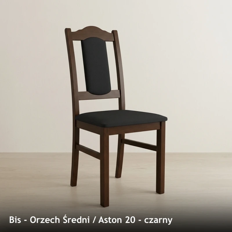 Krzesło tapicerowane BIS - Orzech Średni, Aston 20, czarny