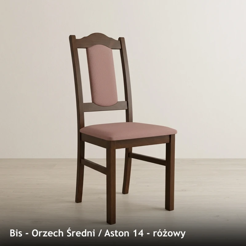 Krzesło tapicerowane BIS - Orzech Średni, Aston 14, różowy