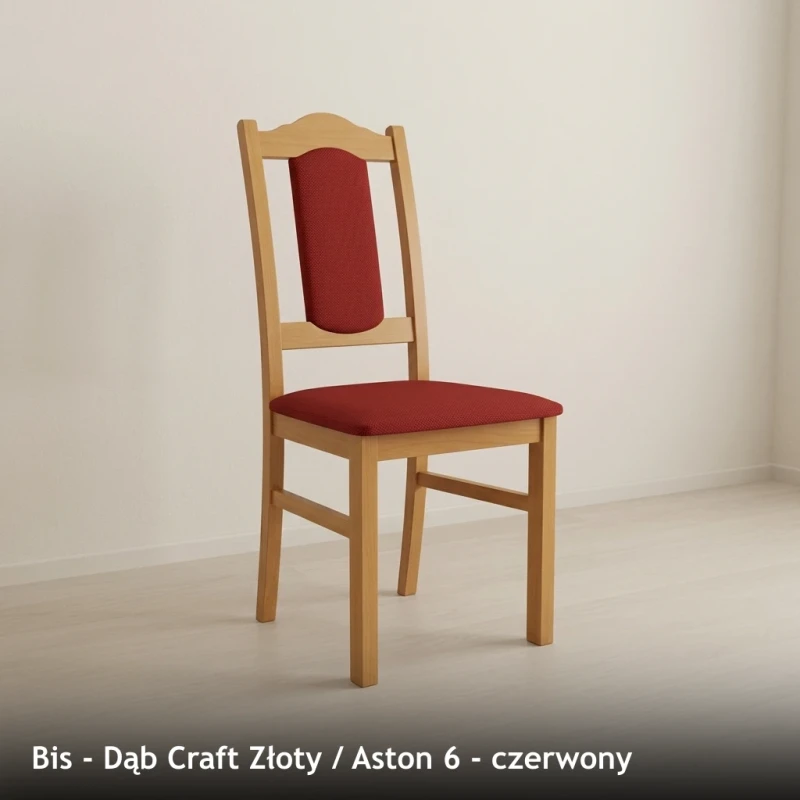 Krzesło tapicerowane BIS - Dąb Craft Złoty, Aston 6, czerwony
