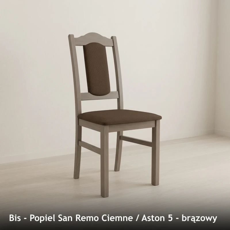 Krzesło tapicerowane BIS - Popiel San Remo Ciemne, Aston 5, brązowy