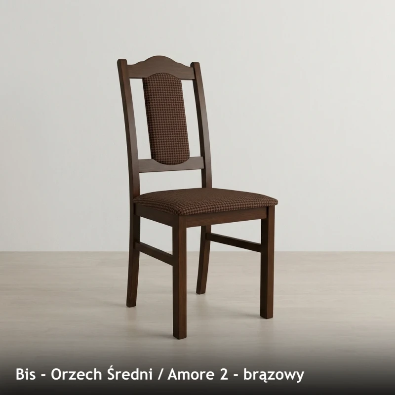 Krzesło tapicerowane BIS - Orzech Średni, Amore 2, brązowy