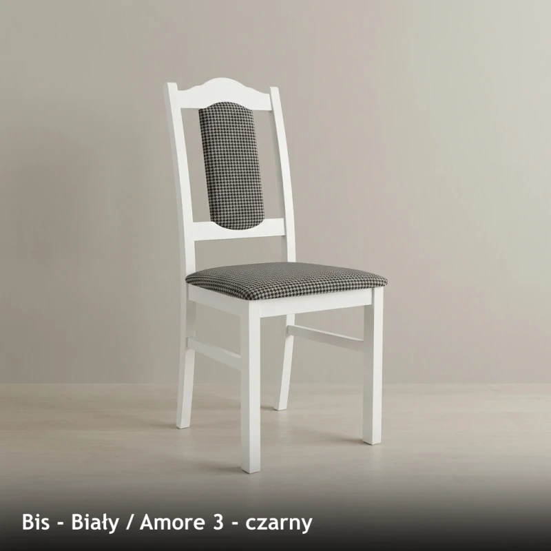 Krzesło tapicerowane BIS - Biały, Amore 3, czarny