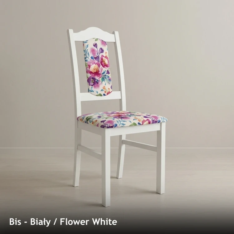 Krzesło tapicerowane BIS - Biały, Flower White