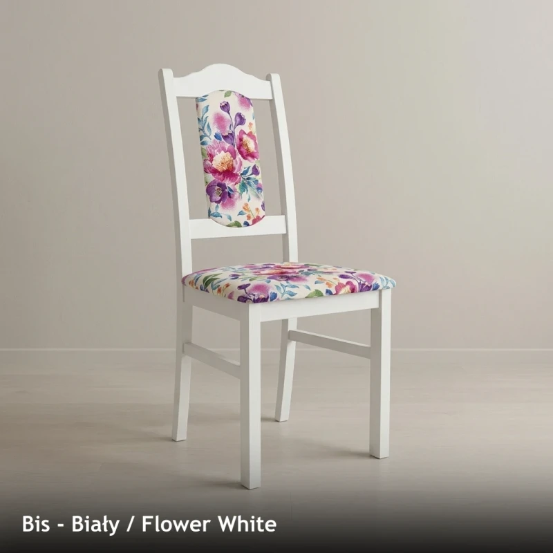 Krzesło tapicerowane BIS - Biały, Flower White