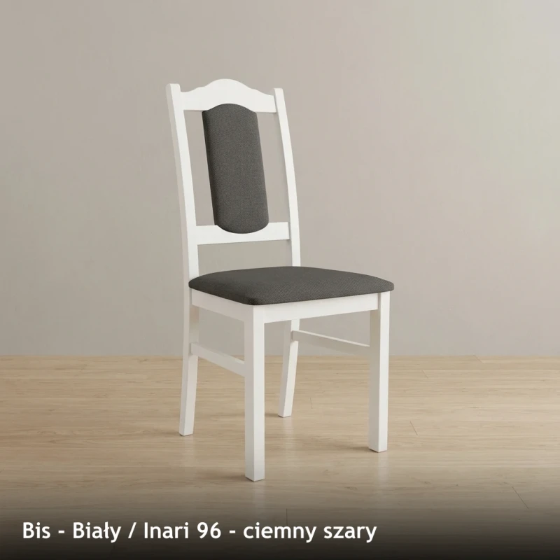 Krzesło tapicerowane BIS - Biały, Inari 96, ciemny szary