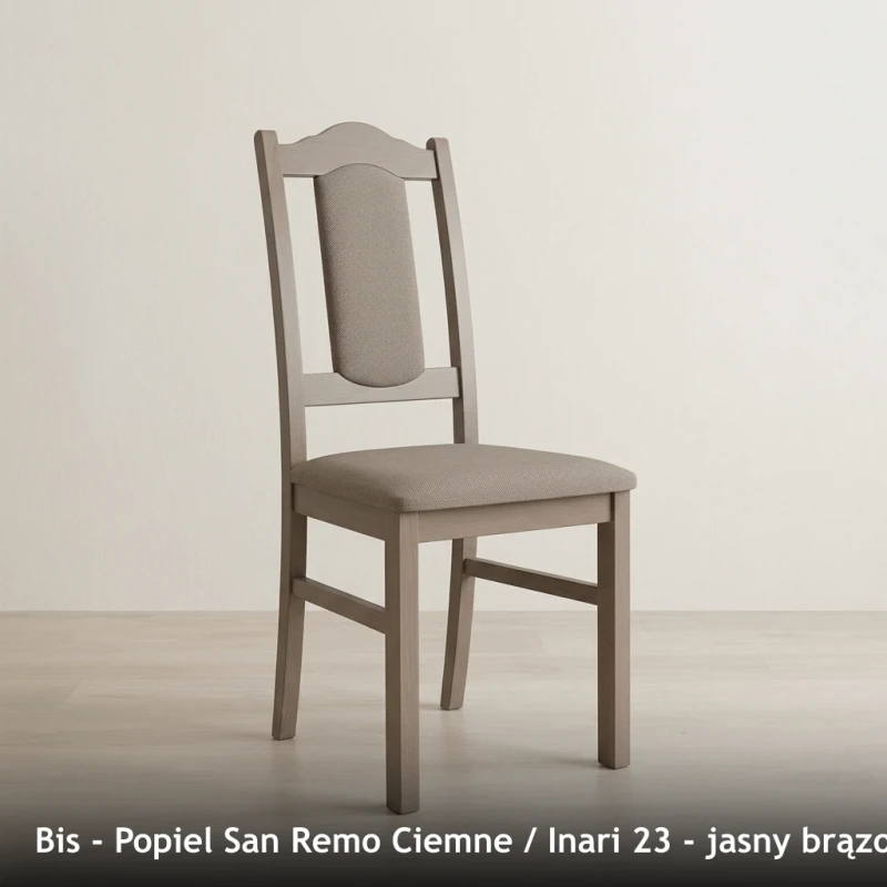 Krzesło tapicerowane BIS - Popiel San Remo Ciemne, Inari 23, jasny brązowy