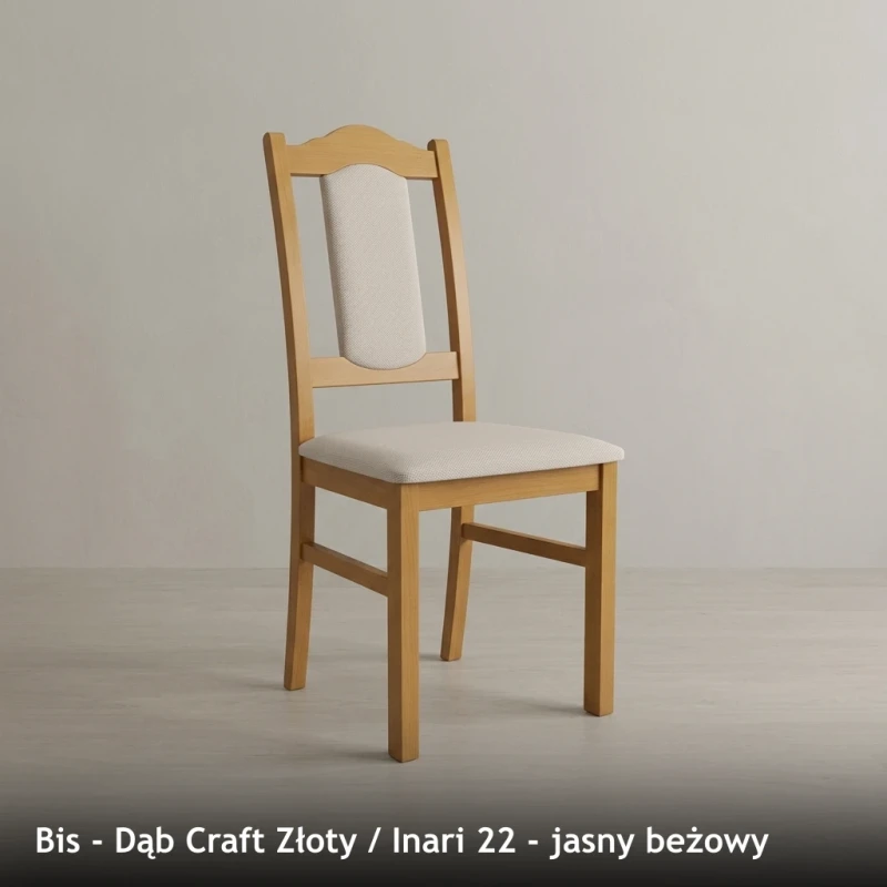 Krzesło tapicerowane BIS - Dąb Craft Złoty, Inari 22, jasny beżowy