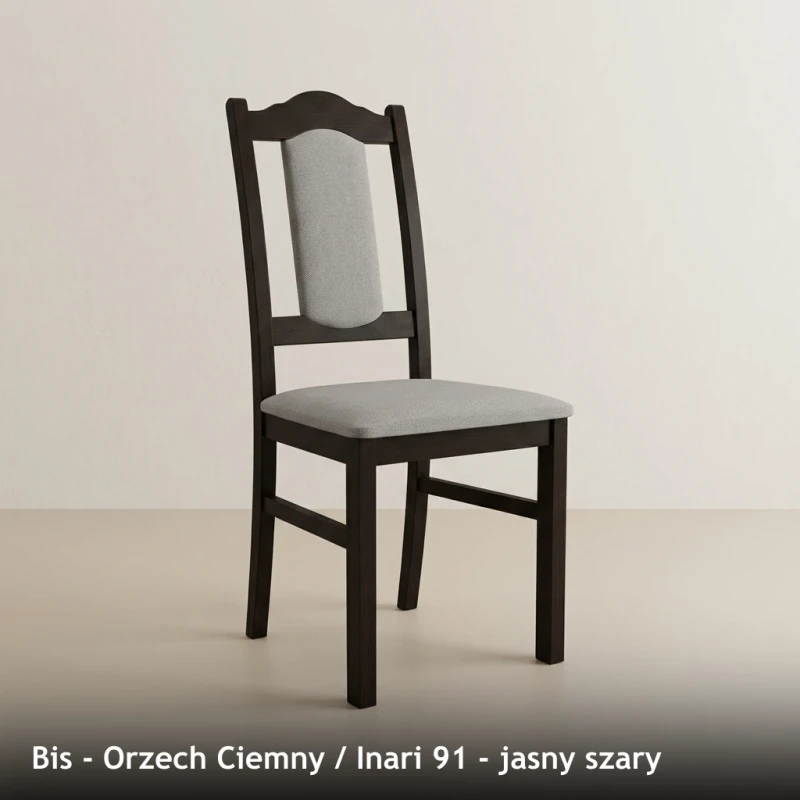 Krzesło tapicerowane BIS - Orzech Ciemny, Inari 91, jasny szary
