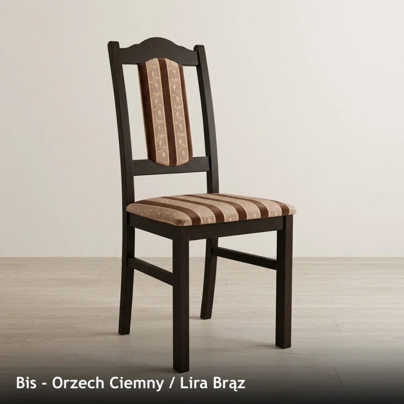 Krzesło tapicerowane BIS - Orzech Ciemny, Lira Brąz