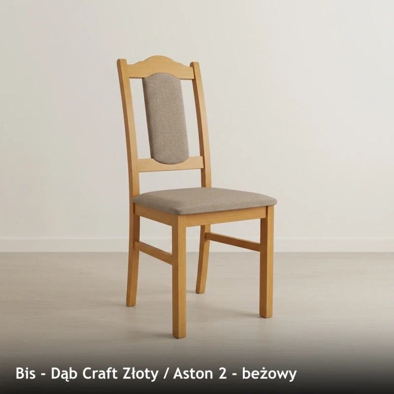 Krzesło tapicerowane BIS - Dąb Craft Złoty, Aston 2, beżowy