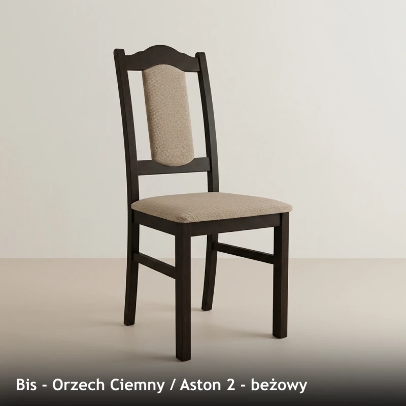 Krzesło tapicerowane BIS - Orzech Ciemny, Aston 2, beżowy