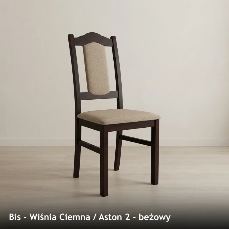Krzesło tapicerowane BIS - Wiśnia Ciemna, Aston 2, beżowy