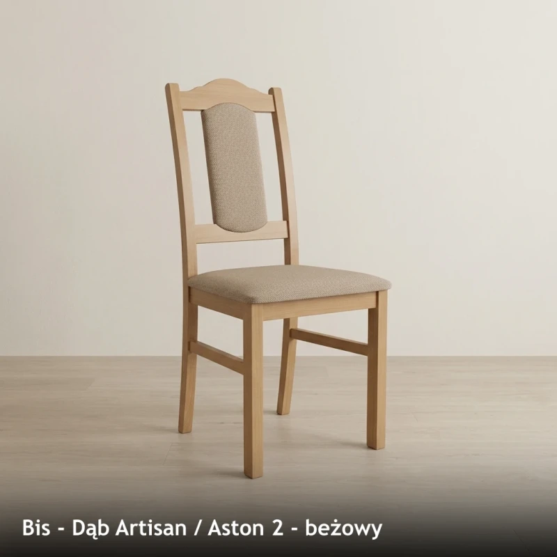 Krzesło tapicerowane BIS - Dąb Artisan, Aston 2, beżowy