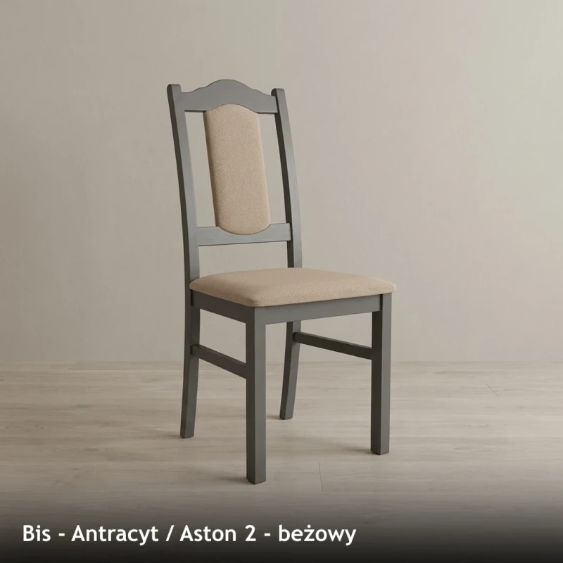 Krzesło tapicerowane BIS - Antracyt, Aston 2, beżowy
