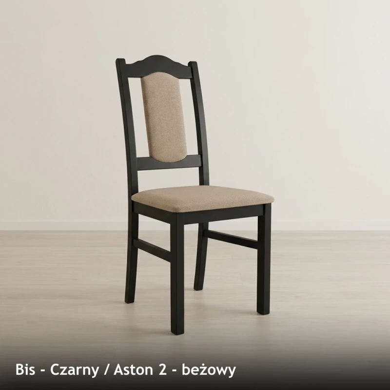 Krzesło tapicerowane BIS - Czarny, Aston 2, beżowy