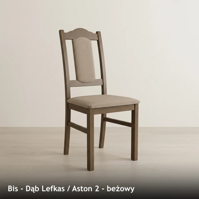 Krzesło tapicerowane BIS - Dąb Lefkas, Aston 2, beżowy