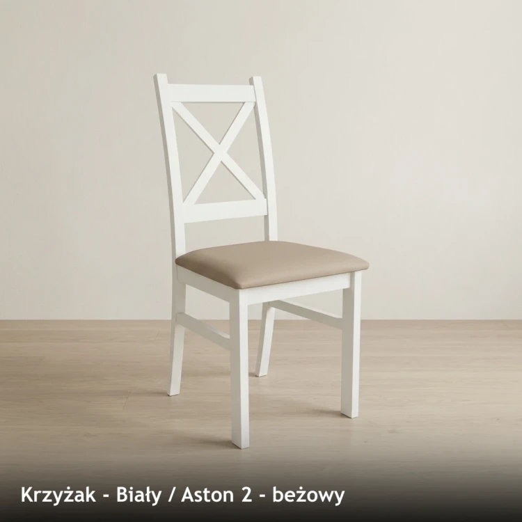KRZYŻAK - stelaż Biały, tkanina Aston 2, beżowy