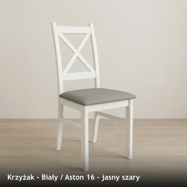 KRZYŻAK - stelaż Biały, tkanina Aston 16, jasny szary
