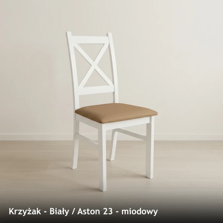 KRZYŻAK - stelaż Biały, tkanina Aston 23, miodowy