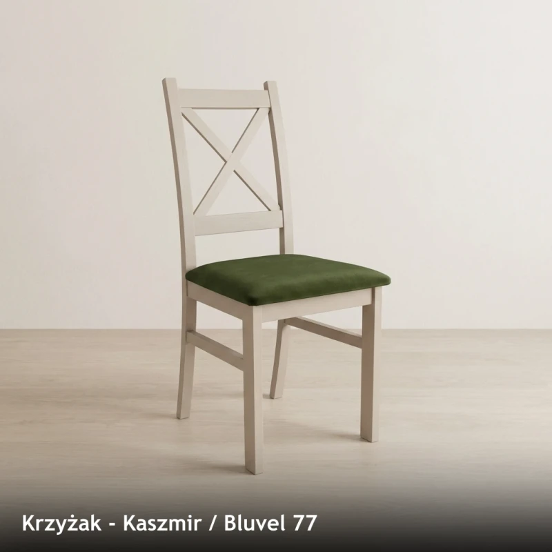Krzesło drewniane KRZYŻAK - Kaszmir, Bluvel 77