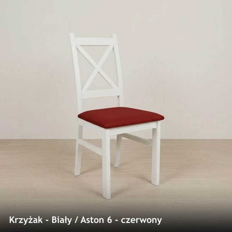 KRZYŻAK - stelaż Biały, tkanina Aston 6, czerwony