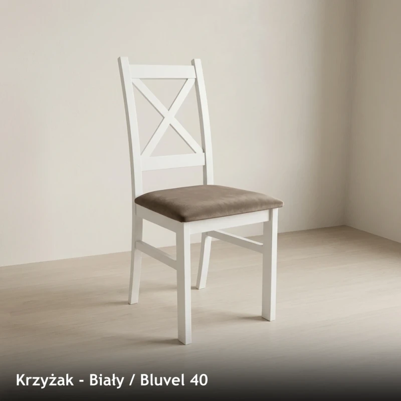 Krzesło drewniane KRZYŻAK - Biały, Bluvel 40
