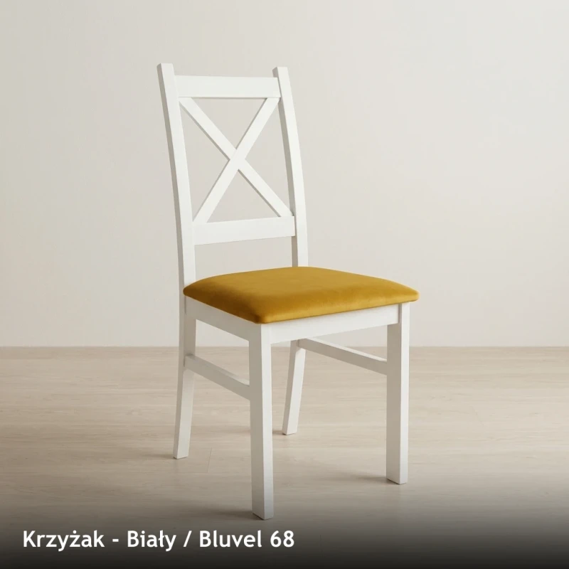 Krzesło drewniane KRZYŻAK - Biały, Bluvel 68