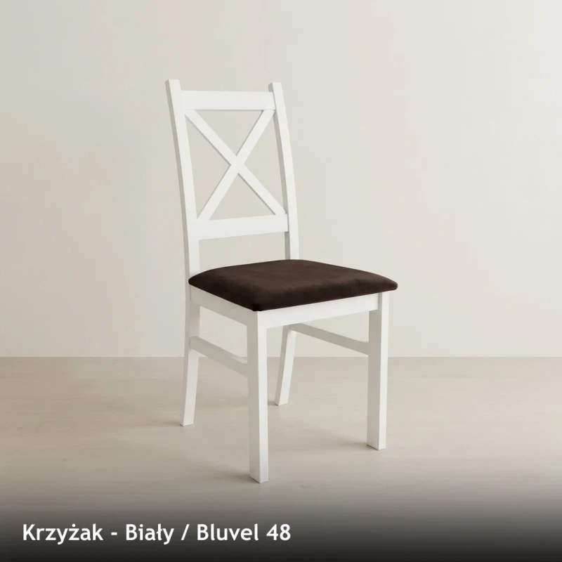 Krzesło drewniane KRZYŻAK - Biały, Bluvel 48