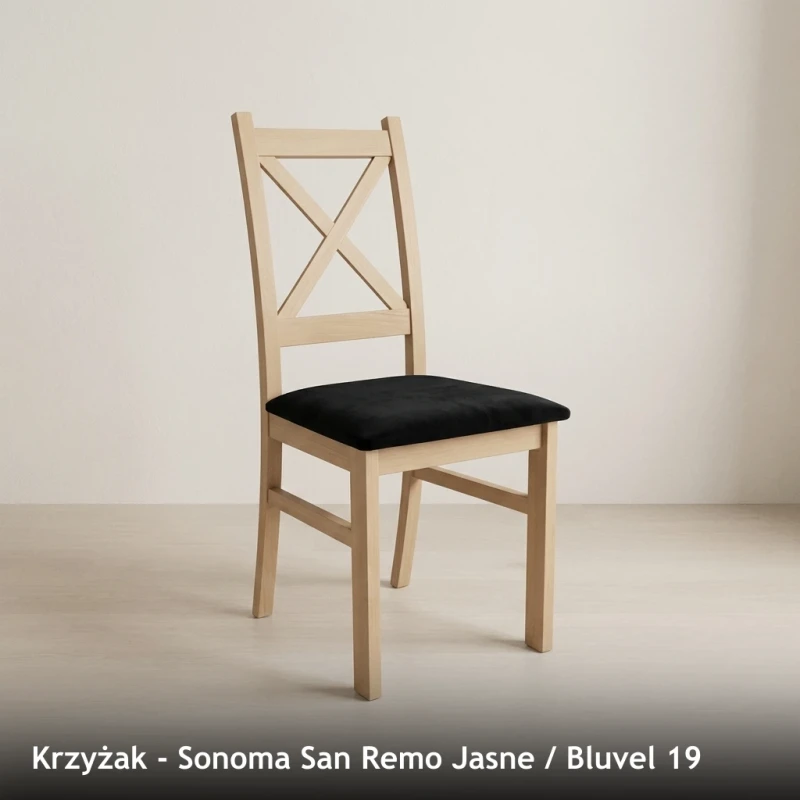 Krzesło drewniane KRZYŻAK - Sonoma San Remo Jasne, Bluvel 19