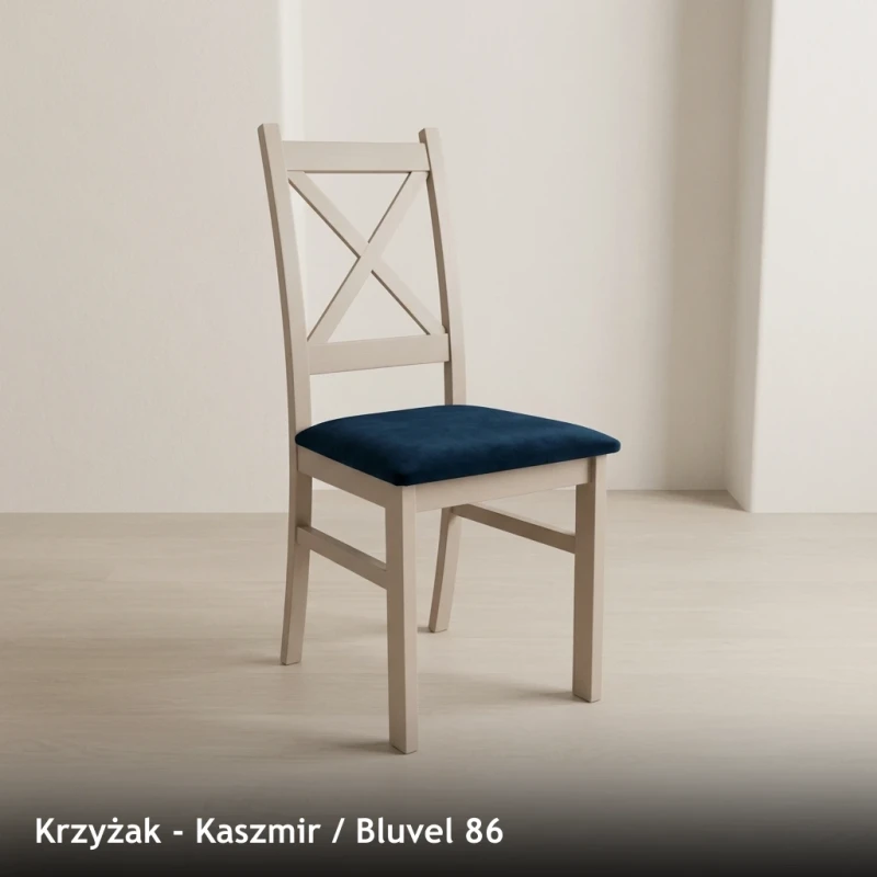 Krzesło drewniane KRZYŻAK - Kaszmir, Bluvel 86
