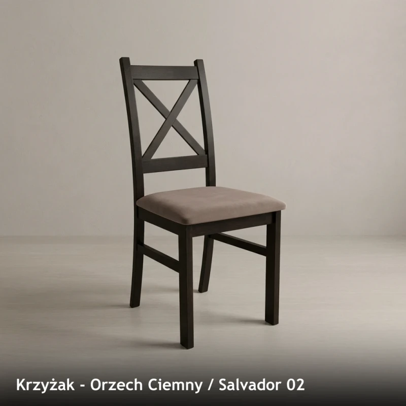 Krzesło drewniane KRZYŻAK - Orzech Ciemny, Salvador 02